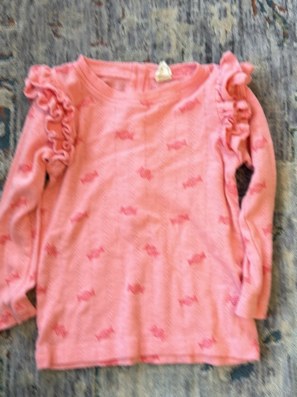 Kate Quinn Organic Cotton Girls' Pink Ruffle Long-Sleeve Top